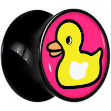 Load image into Gallery viewer, Black Acrylic Yellow Ducky Double Flare Plug Set by Onyx O
