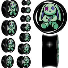 Load image into Gallery viewer, Zombie Bunny Black Acrylic Saddle Plug Set by Onyx O
