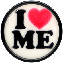 Load image into Gallery viewer, Black Acrylic I Love Me Glow in the Dark Double Flare Plug Set by Onyx O
