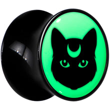 Load image into Gallery viewer, Glow in the Dark Mystic Kitty Cat Black Acrylic Saddle Plug Set by Onyx O
