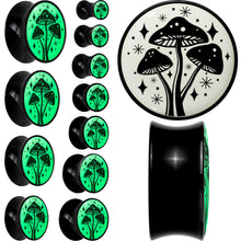 Load image into Gallery viewer, Glow in the Dark Mystic Mushroom Black Acrylic Saddle Plug Set by Onyx O
