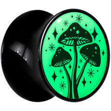 Load image into Gallery viewer, Glow in the Dark Mystic Mushroom Black Acrylic Saddle Plug Set by Onyx O
