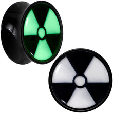 Load image into Gallery viewer, Black Acrylic Radioactive Glow in the Dark Double Flare Plug Set by Onyx O
