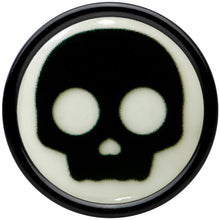 Load image into Gallery viewer, 0G Glow in the Dark Simple Skull Black Acrylic Saddle Plug Set by Onyx O
