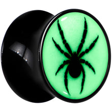 Load image into Gallery viewer, Black Acrylic Widow Spider Glow in the Dark Double Flare Plug Set by Onyx O
