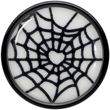 Load image into Gallery viewer, Black Acrylic Heart Spider Web Glow in the Dark Double Flare Plug Set by Onyx O
