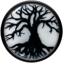 Load image into Gallery viewer, Black Acrylic Tree Of Life Glow in the Dark Double Flare Plug Set by Onyx O
