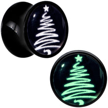 Load image into Gallery viewer, Glow in the Dark Holiday Christmas Tree Acrylic Saddle Plug Set by Onyx O
