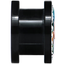 Load image into Gallery viewer, Black Acrylic Custom Photo Gem Screw Fit Plug - buy 2 for a pair
