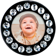 Load image into Gallery viewer, Black Acrylic Custom Photo Gem Screw Fit Plug - buy 2 for a pair
