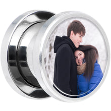 Load image into Gallery viewer, Stainless Steel Custom Photo Screw Fit Plug - buy 2 for a pair
