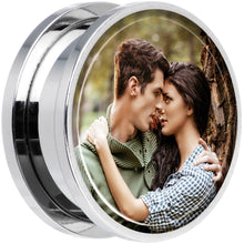 Load image into Gallery viewer, Stainless Steel Custom Photo Screw Fit Plug - buy 2 for a pair

