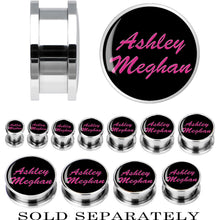 Load image into Gallery viewer, Custom No.2 Black Pink Steel Screw Fit Personalized Plug - buy 2 for a pair
