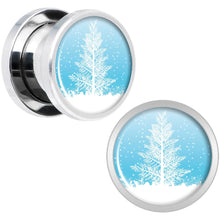 Load image into Gallery viewer, Winter Snow Covered Tree Screw Fit Plug Set Sizes 5mm to 20mm
