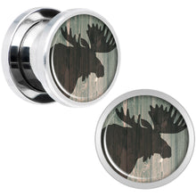 Load image into Gallery viewer, Holiday Rustic Wood Moose Screw Fit Plug Set Sizes 5mm to 20mm
