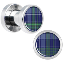 Load image into Gallery viewer, Holiday Blue Green Plaid Screw Fit Plug Set Sizes 5mm to 20mm
