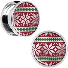Load image into Gallery viewer, Red Green Christmas Sweater Screw Fit Plug Set Sizes 5mm to 20mm
