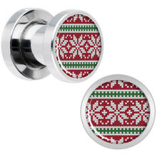 Load image into Gallery viewer, Red Green Christmas Sweater Screw Fit Plug Set Sizes 5mm to 20mm
