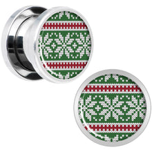 Load image into Gallery viewer, Green Red Christmas Sweater Screw Fit Plug Set Sizes 5mm to 20mm
