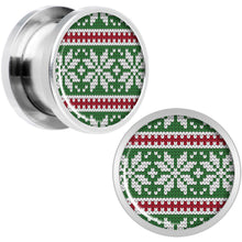 Load image into Gallery viewer, Green Red Christmas Sweater Screw Fit Plug Set Sizes 5mm to 20mm
