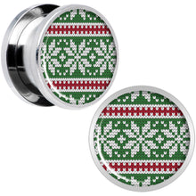 Load image into Gallery viewer, Green Red Christmas Sweater Screw Fit Plug Set Sizes 5mm to 20mm
