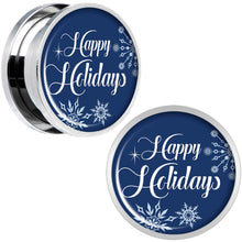 Load image into Gallery viewer, Happy Holidays Snowflake Screw Fit Plug Set Sizes 6mm to 20mm
