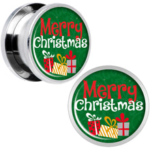 Load image into Gallery viewer, Merry Christmas Presents Screw Fit Plug Set Sizes 6mm to 20mm
