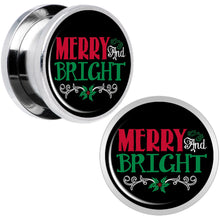 Load image into Gallery viewer, Christmas Merry and Bright Screw Fit Plug Set Sizes 6mm to 20mm
