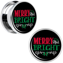 Load image into Gallery viewer, Christmas Merry and Bright Screw Fit Plug Set Sizes 6mm to 20mm
