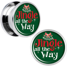 Load image into Gallery viewer, Green Jingle All the Way Screw Fit Plug Set Sizes 6mm to 20mm
