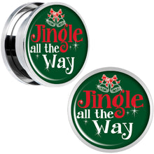 Load image into Gallery viewer, Green Jingle All the Way Screw Fit Plug Set Sizes 6mm to 20mm
