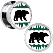 Load image into Gallery viewer, Winter Polar Bear in Woods Screw Fit Plug Set Sizes 5mm to 20mm
