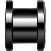 Load image into Gallery viewer, Anodized Black Titanium Custom Photo Screw Fit Plug - buy 2 for a pair
