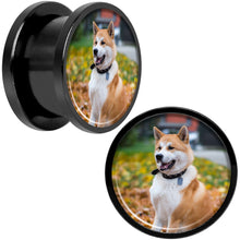 Load image into Gallery viewer, Anodized Black Titanium Custom Photo Screw Fit Plug - buy 2 for a pair
