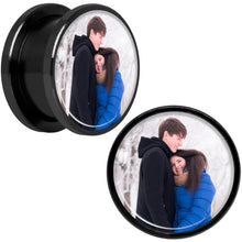 Load image into Gallery viewer, Anodized Black Titanium Custom Photo Screw Fit Plug - buy 2 for a pair
