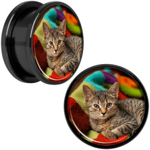 Load image into Gallery viewer, Anodized Black Titanium Custom Photo Screw Fit Plug - buy 2 for a pair

