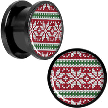 Load image into Gallery viewer, Red Green Christmas Sweater Black Screw Fit Plug Set Sizes 5mm to 20mm
