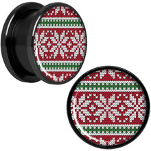Load image into Gallery viewer, Red Green Christmas Sweater Black Screw Fit Plug Set Sizes 5mm to 20mm
