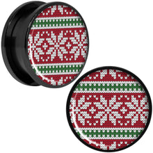 Load image into Gallery viewer, Red Green Christmas Sweater Black Screw Fit Plug Set Sizes 5mm to 20mm
