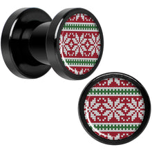 Load image into Gallery viewer, Red Green Christmas Sweater Black Screw Fit Plug Set Sizes 5mm to 20mm
