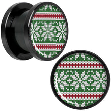 Load image into Gallery viewer, Green Red Christmas Sweater Black Screw Fit Plug Set Sizes 5mm to 20mm
