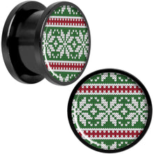 Load image into Gallery viewer, Green Red Christmas Sweater Black Screw Fit Plug Set Sizes 5mm to 20mm
