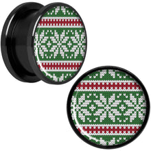 Load image into Gallery viewer, Green Red Christmas Sweater Black Screw Fit Plug Set Sizes 5mm to 20mm
