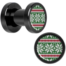 Load image into Gallery viewer, Green Red Christmas Sweater Black Screw Fit Plug Set Sizes 5mm to 20mm
