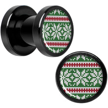 Load image into Gallery viewer, Green Red Christmas Sweater Black Screw Fit Plug Set Sizes 5mm to 20mm
