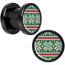 Load image into Gallery viewer, Green Red Christmas Sweater Black Screw Fit Plug Set Sizes 5mm to 20mm
