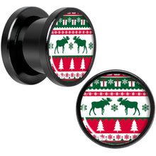Load image into Gallery viewer, Ugly Christmas Sweater Black Screw Fit Plug Set Sizes 6mm to 20mm
