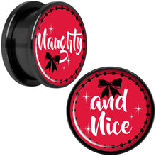 将图片加载到图库查看器，Red Holiday Naughtyy and Nice Black Screw Fit Plug Set Sizes 6mm to 20mm
