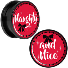 将图片加载到图库查看器，Red Holiday Naughtyy and Nice Black Screw Fit Plug Set Sizes 6mm to 20mm
