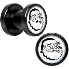 Load image into Gallery viewer, Christmas Retro Santa Ho Ho Ho Black Screw Fit Plug Set Sizes 5mm to 20mm
